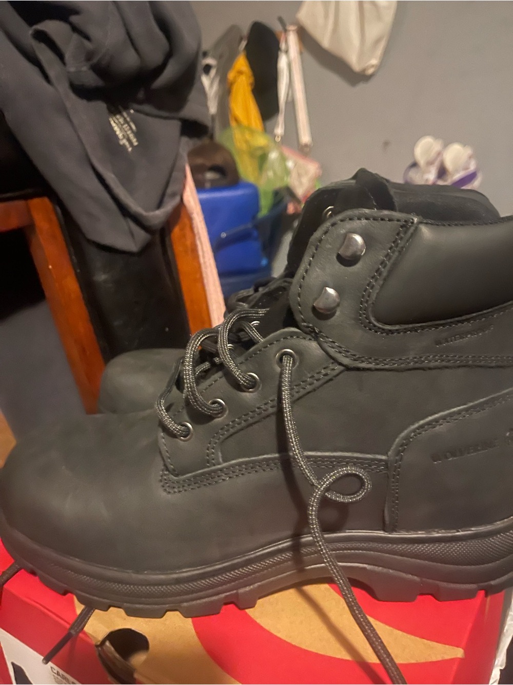 Men's Black Lace-Up Work Boots